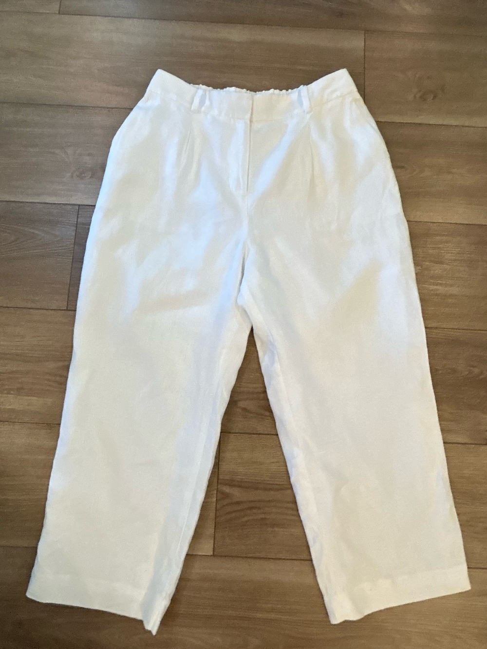 Talbots Bristol Crop 100% Linen Pants White 6P Petite